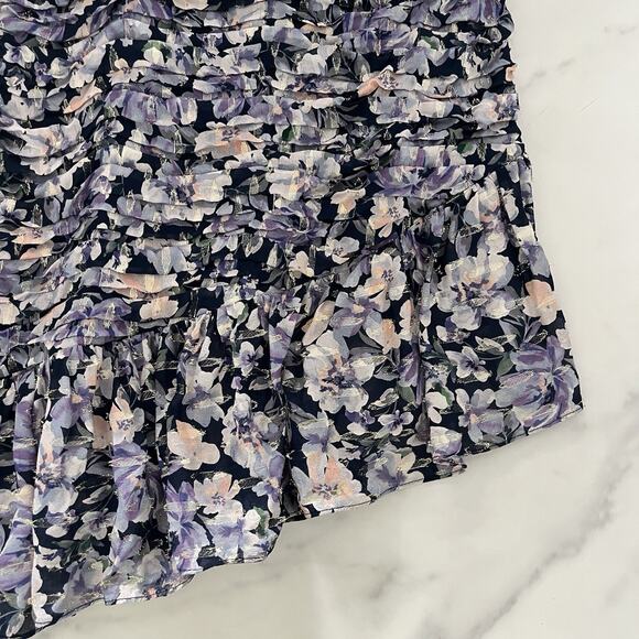 Shoshanna Midnight Mazie Puff One-Shoulder Dress Floral Print Size 0 Cocktail - Picture 6 of 8